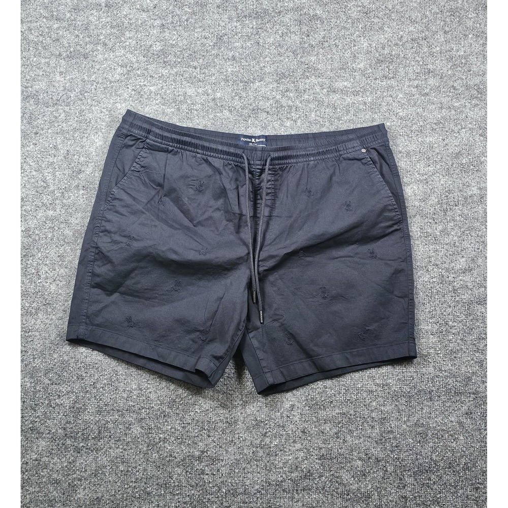 Psycho Bunny Mens XXL All Over Embroidered Logo Shorts Navy Blue NWT